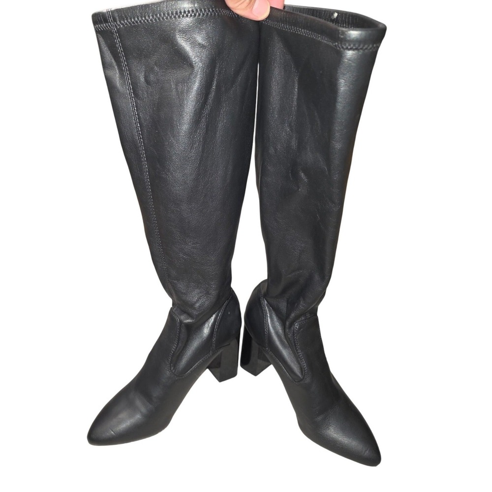 Franco Sarto Kaliope Black Tall Block Heel Boots Pointed Toe Womens Size 7M